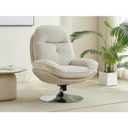 Fauteuil pivotant en tissu texturé beige ILMACA