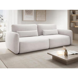 Canapé 3 places convertible en tissu texturé beige VOPOZA