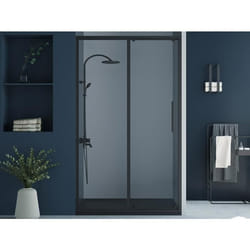 Porte de douche coulissante noir mat style industriel - 140 x 195 cm - TORONI
