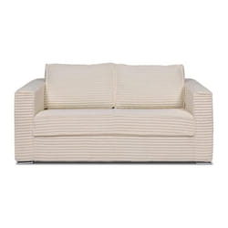 Canapé 3 places convertible express en velours côtelé grosses côtes beige - Couchage 140 cm - Matelas 22 cm avec mémoire de forme