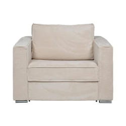Fauteuil convertible express en velours côtelé beige - Couchage 70 cm - Matelas 14 cm - LORETO