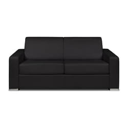 Canapé 3 places convertible express en cuir de buffle noir - Couchage 140 cm - Matelas 14 cm CALITO