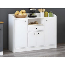 Buffet De Cuisine Avec 4 Portes, 1 Tiroir Et 1 Niche - Blanc - Mizota