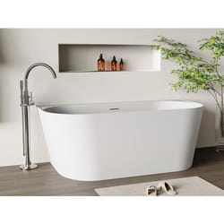 Baignoire semi îlot - 230 L - 160 x 75 x 58 cm - Blanc mat - Acrylique - AMOBIA