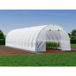 Serre tunnel avec structure en acier 36 m² - L300 x l1200 x H200 cm - Blanc - IPOMEA