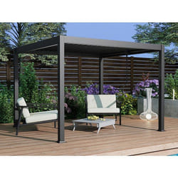 Vente-unique - Pergola Bioclimatique Autoportante En Aluminium Avec Lames Orientables - 9 M² - Anthracite - Amalfi