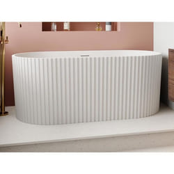 Baignoire îlot striée en acrylique - Blanc mat - 220L - 150 x 75 x 58 cm - ALIENA