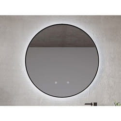 Miroir De Salle De Bain Lumineux Rond Anti Buée Avec Contour Noir - D60 Cm - Peonia