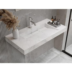 Vasque suspendue en solid surface blanche - L90.2 x l45.2 x H8 cm - TAKOTNA