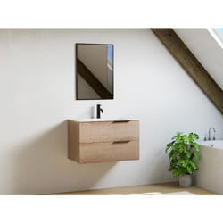 Meuble sous vasque suspendu - Naturel clair - 80 cm - NISAYA