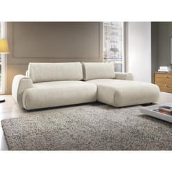 Canapé dangle droit convertible en tissu chiné beige MONELIA