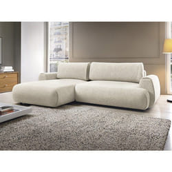 Canapé D'Angle Gauche Convertible En Tissu Chiné Beige Monelia