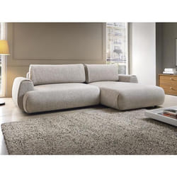 Canapé dangle droit convertible en tissu chiné gris clair MONELIA