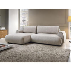 Canapé dangle gauche convertible en tissu chiné gris clair MONELIA
