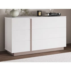Vente-unique - Commode 6 Tiroirs - Blanc Et Taupe - Napoli Ii