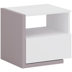 Vente-unique - Table de chevet scandinave - 1 tiroir et 1 niche - Blanc et taupe - napoli ii