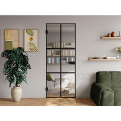 Porte réversible sans bâti en verre trempé - Noir - H204 x L93 cm - SEROTO