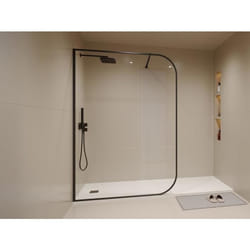 Paroi de douche à litalienne courbée - 140 x 200 cm - Noir mat - DOUYANO