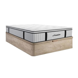 Ensemble 140 x 190 cm sommier coffre naturel clair + matelas ressorts ensachés surmatelas intégré ép.28cm - AMERICAN DREAM de YSMÉE
