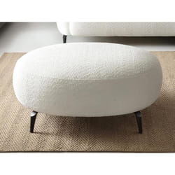 Pouf en tissu bouclette blanc ivoire AREMIA