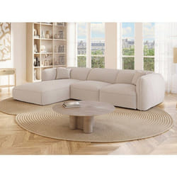 Canapé D'Angle Gauche En Tissu Chenille Beige Camilio De Maison Céphy