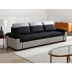 Vente-unique - Canapé 3 Places Convertible En Tissu Noir Et Gris Clair Gaby Ii