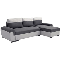 Vente-unique - Canapé d'angle réversible et convertible en tissu anthracite et gris clair gaby ii