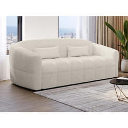 Canapé 4 places convertible express en tissu bouclette beige - Couchage 160 cm - Matelas 13 cm RETUNA II