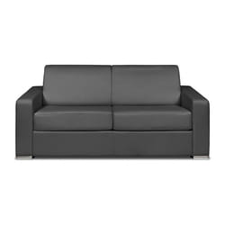 Vente-unique - Canapé 3 Places Convertible Express Cuir De Buffle Gris - Couchage 140 Cm - Matelas 22 Cm - Calito