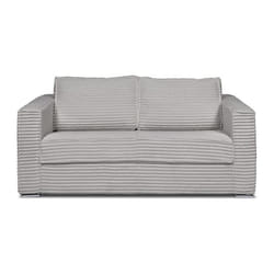 Canapé 3 places convertible express en velours côtelé grosses côtes gris clair - Couchage 140 cm - Matelas 22 cm avec mémoire de