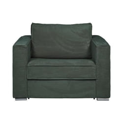 Fauteuil convertible express en velours côtelé vert sapin - Couchage 70 cm - Matelas 14 cm - LORETO