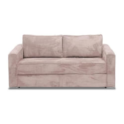 Canapé 4 places convertible express en velours côtelé rose - Couchage à lattes larges 160 cm - Matelas 14 cm LORETO