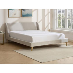 Lit scandinave 180 x 200 cm - Tissu - Beige - BENEDICTE