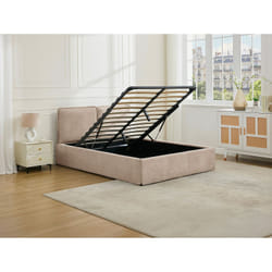 Lit Coffre Déhoussable 160 X 200 Cm - Tissu - Beige - Tenese