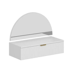 Pascal Morabito - Coiffeuse suspendue avec miroir et LEDs - 1 tiroir - Blanc - fralyn de
