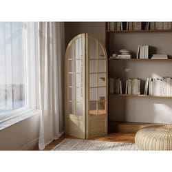 Paravent miroir en bois de pin effet patiné - 2 pans - L. 96 x H. 180 cm - Naturel - KEDIRI