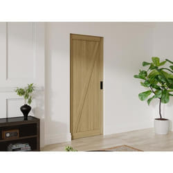 Porte coulissante avec système à galandage en bois et MDF - Naturel clair - H205 x L63 cm - BALERMA