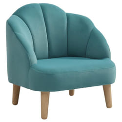Vente-unique - Fauteuil coquillage pour enfant en velours bleu cobaca