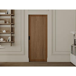 Porte coulissante avec système à galandage en MDF et bois - naturel foncé - H205 x L83 cm - SANDORA