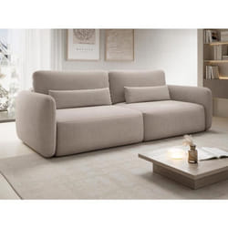 Canapé 3 places convertible en tissu texturé taupe VOPOZA