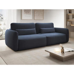 Canapé 3 places convertible en tissu texturé bleu marine VOPOZA