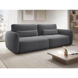 Canapé 3 places convertible en tissu texturé gris VOPOZA