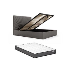 Lit coffre 180 x 200 cm - Tissu - Gris anthracite + Matelas - RILIODA de Pascal Morabito