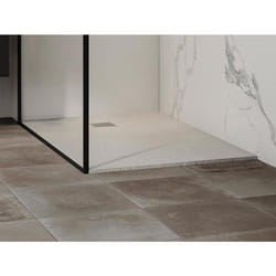 Receveur de douche extra plat à poser ou à encastrer recoupable en résine SMC avec siphon - Blanc - 120 x 80 cm - MIRNOSA