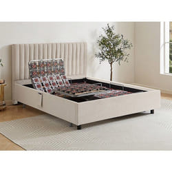 Vente-unique - Sommier Électrique De Relaxation Déco 2x48 Plots - 2 X 70 X 190 Cm - Tissu - Beige - Nalu De Dreamea