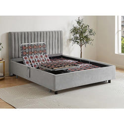 Vente-unique - Sommier Électrique De Relaxation Déco 2x48 Plots - 2 X 70 X 190 Cm - Tissu - Gris - Nalu De Dreamea