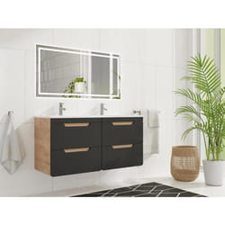 Meuble sous vasque suspendu coloris naturel et anthracite - 120 cm - ARUBA