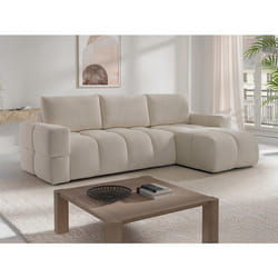 Canapé dangle réversible convertible en tissu bouclette beige ISSORO II