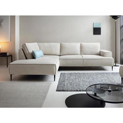 Grand canapé dangle gauche en velours côtelé beige GINETO