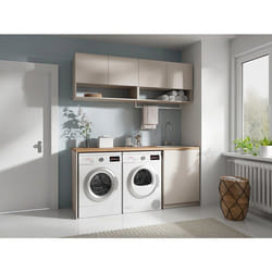 Vente-unique - Meubles De Buanderie Pour Machine À Laver Avec Plan De Travail - L182 Cm - Couleur Beige Et Naturel Clair - Nataji